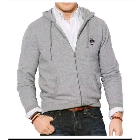 Polo Ralph Lauren USA Bear Basketball Full Zip Hoodie Sweatshirt Gray Mens 3XB - Picture 8 of 8